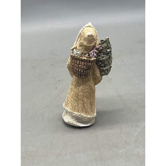 Christmas Santa figurine tree brown white basket of toys 4.5" READ - Picture 4 of 7